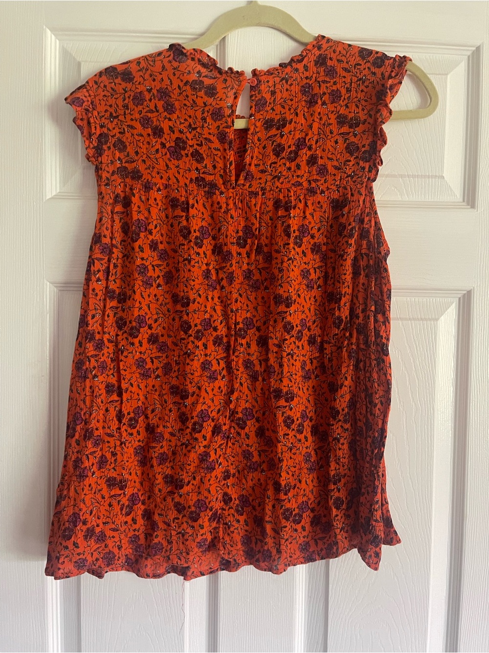 Old Navy Orange Floral Smocked Cap-Sleeve Camisole - Picture 3 of 3